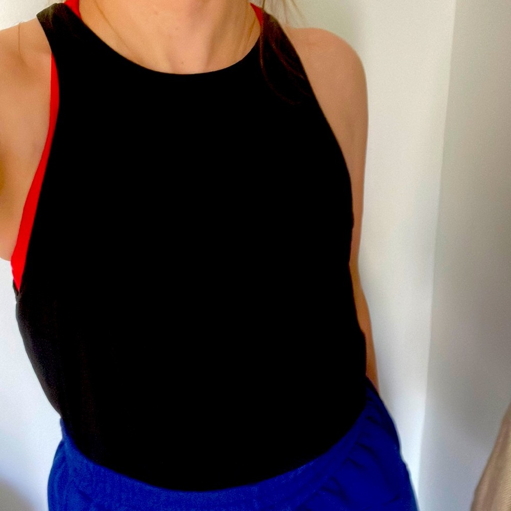 Black Mesh Fabletics top Sz CVS